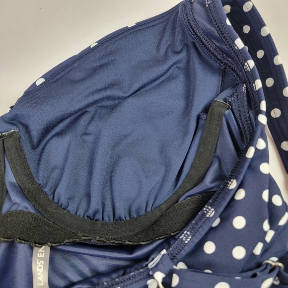 Lands' End Deep Sea Polka Dot V-Neck Wrap Underwire Tankini Swim Top Sz 8 - Picture 12 of 16